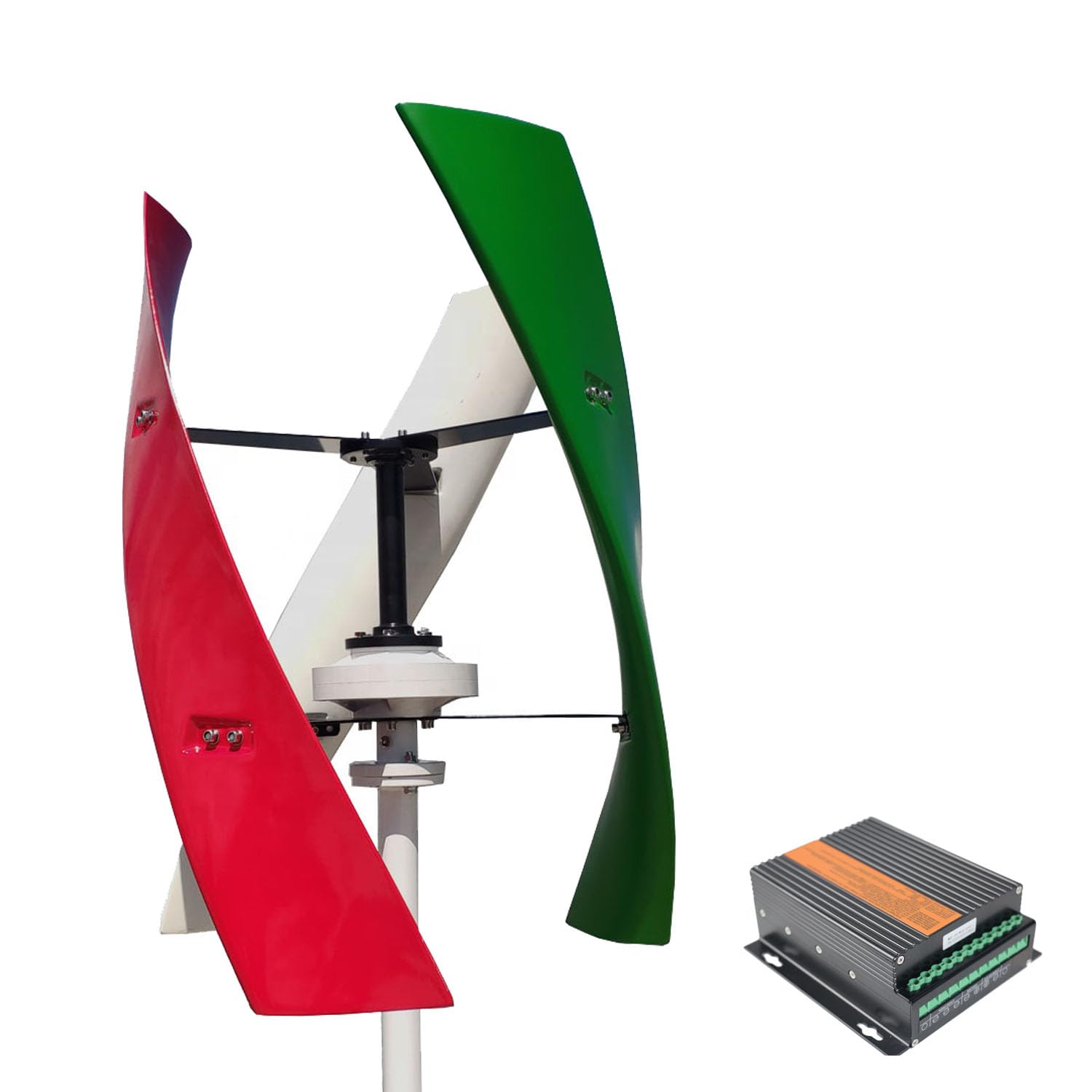 Vertikale Windkraftanlage VAWT 800W 12V/24V/48V Mehrfarbig, Windgenerator-Kit mit 3 Glasfaserklingen & MPPT-Laderegler für Heimgebrauch (24, Volt)