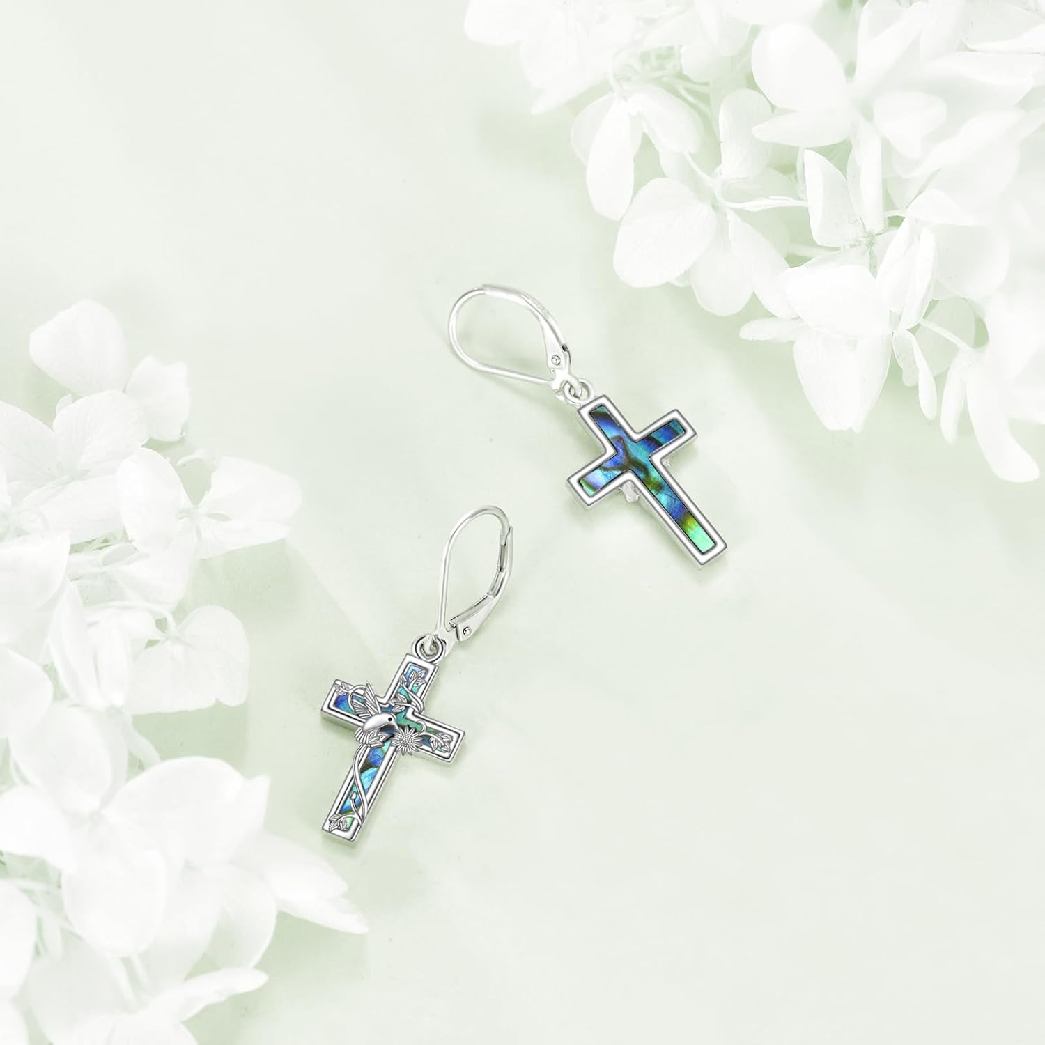 YFN Cross Earrings Sterling Silver Dangle Drop Leverback Cross Earrings Religion Jewelry Christians Gifts for Women Men - Image 3