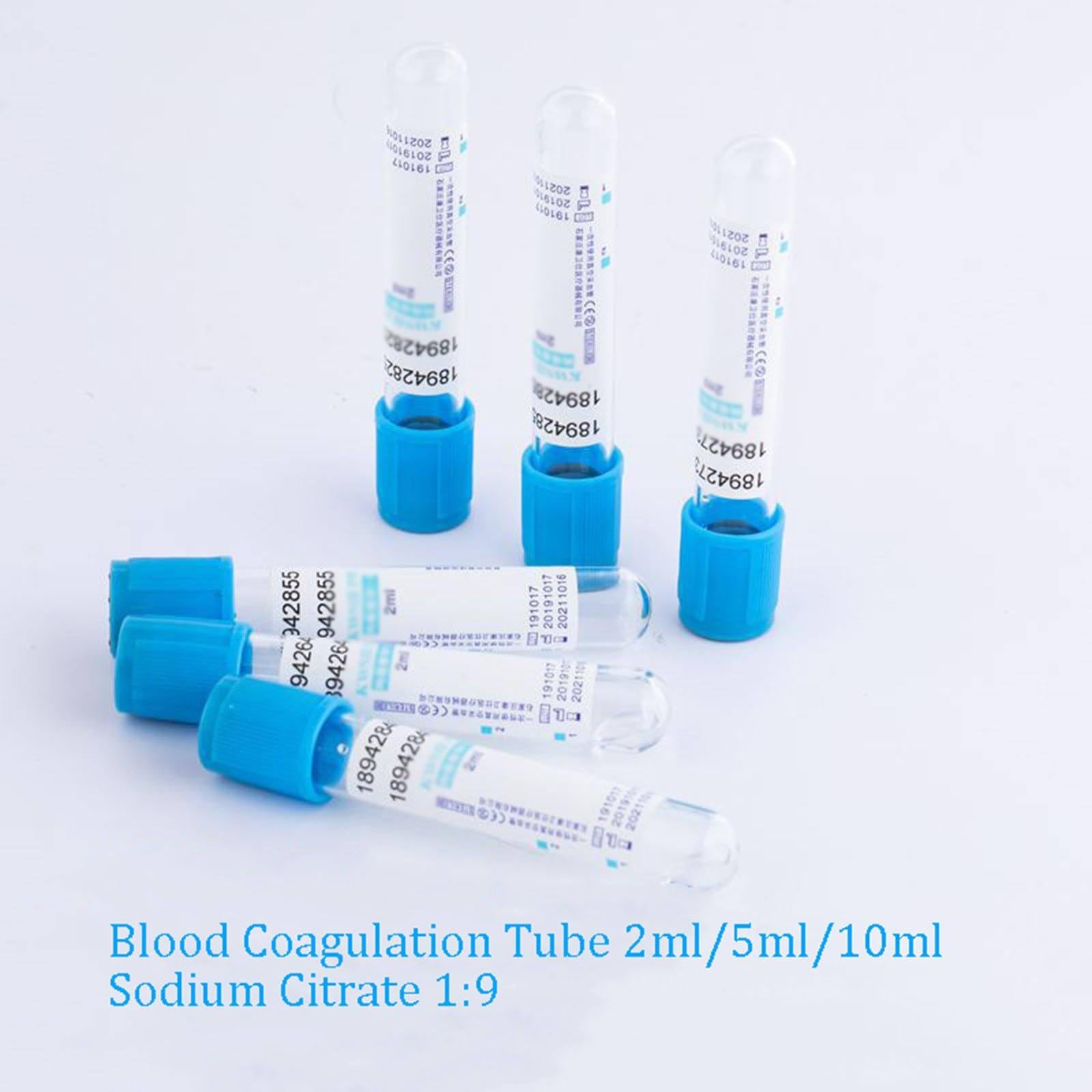Jednorazowe próżniowe probówki do pobierania krwi, 100 sztuk (2 ml, 5 ml, 10 ml), antykoagulacja cytrynianu sodu, probówki do pobierania krwi pod ujemnym ciśnieniem