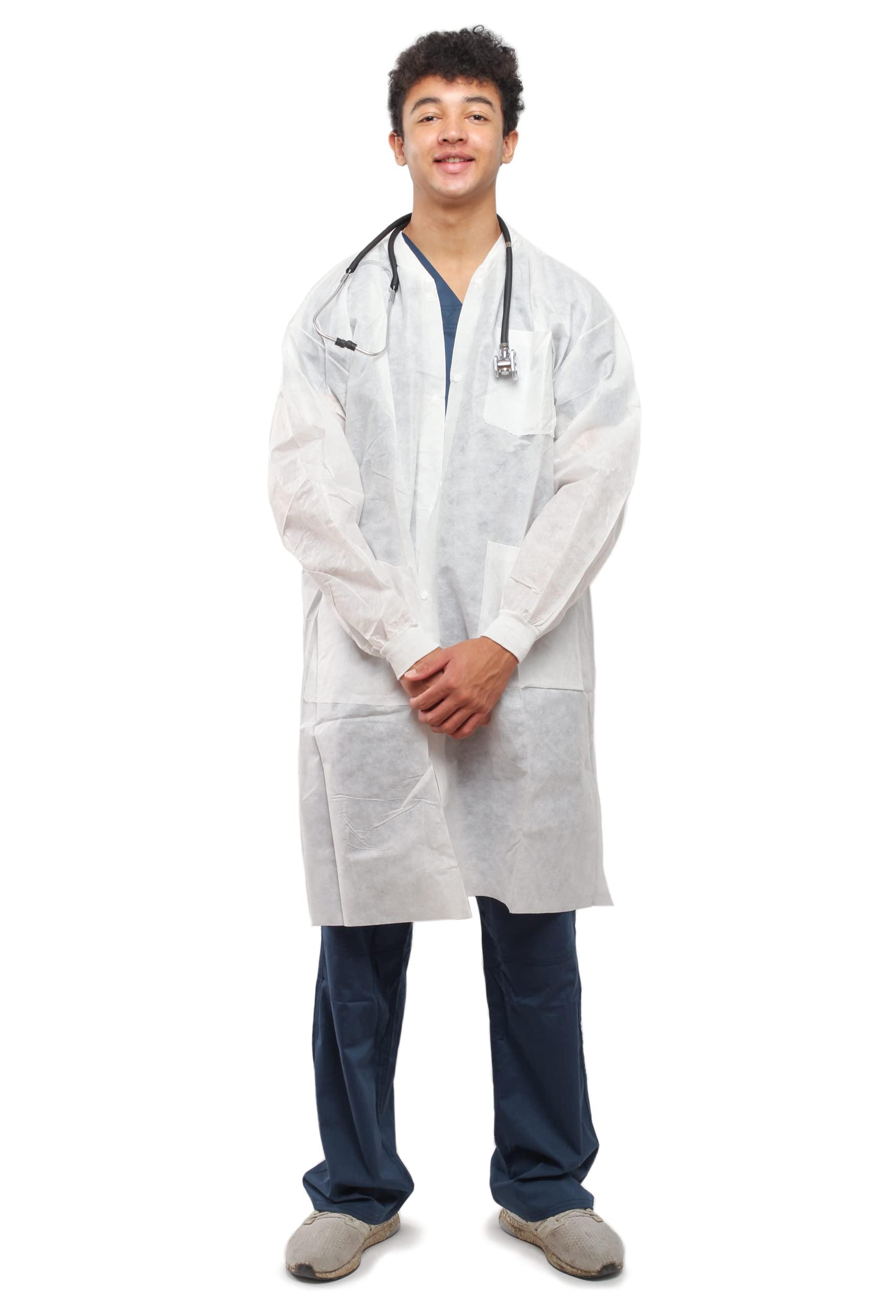 3-Pocket Lab Coat, Knee Length, Fluid-Resistant, Anti-Static, Protective Apparel, Pack of 100