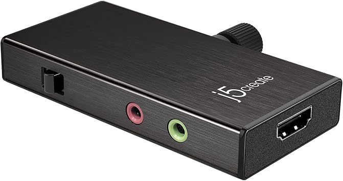 j5create بطاقة التقاط الفيديو الحية - HDMI إلى USB-C، يدعم 1080 p 60 FPS تسجيل الفيديو والصوت، تسليم الطاقة 60 W تمرير من خلال، مثالية للكمبيوتر Xbox Playstation الروبوت لعبة البث المباشر JVA02