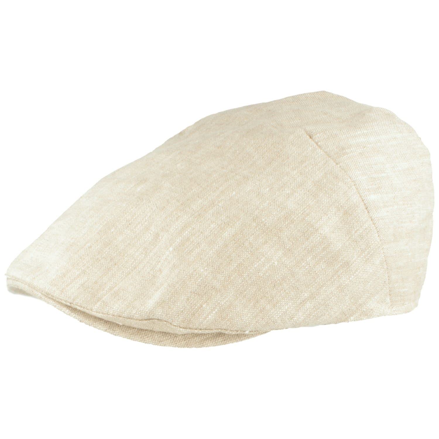 Breiter Men's Flat Cap Peaked Cap 100% Linen Lining Cotton Hat Lightweight & Comfortable Newsboy Cap, beige, 7 5/8