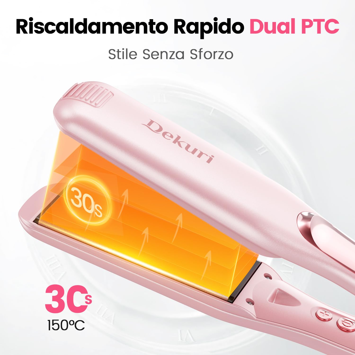 Dekuri piastra capelli, piastra larga 42 mm, piastra per capelli in ceramica a base d'acqua senza attrito per capelli lisci e setosi, piastre capelli professionale per donne