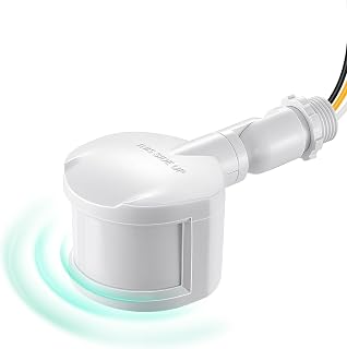 EDISHINE 180° Motion Sensor Replacement for Floodlights - 60FT Detection, Adjustable Timer, 3 Modes, UL Listed PIR Detector, 120V White