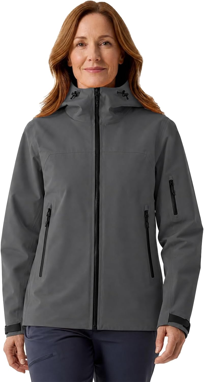 PRO Women's Jacket - Lightweight 3-Layer Waterproof Mountain Shell | Breathable Windproof Hardshell with Pit Zips, Adjustable Hood, Sealed Seams & Stretch Fit for Hiking, Backpacking & Travel