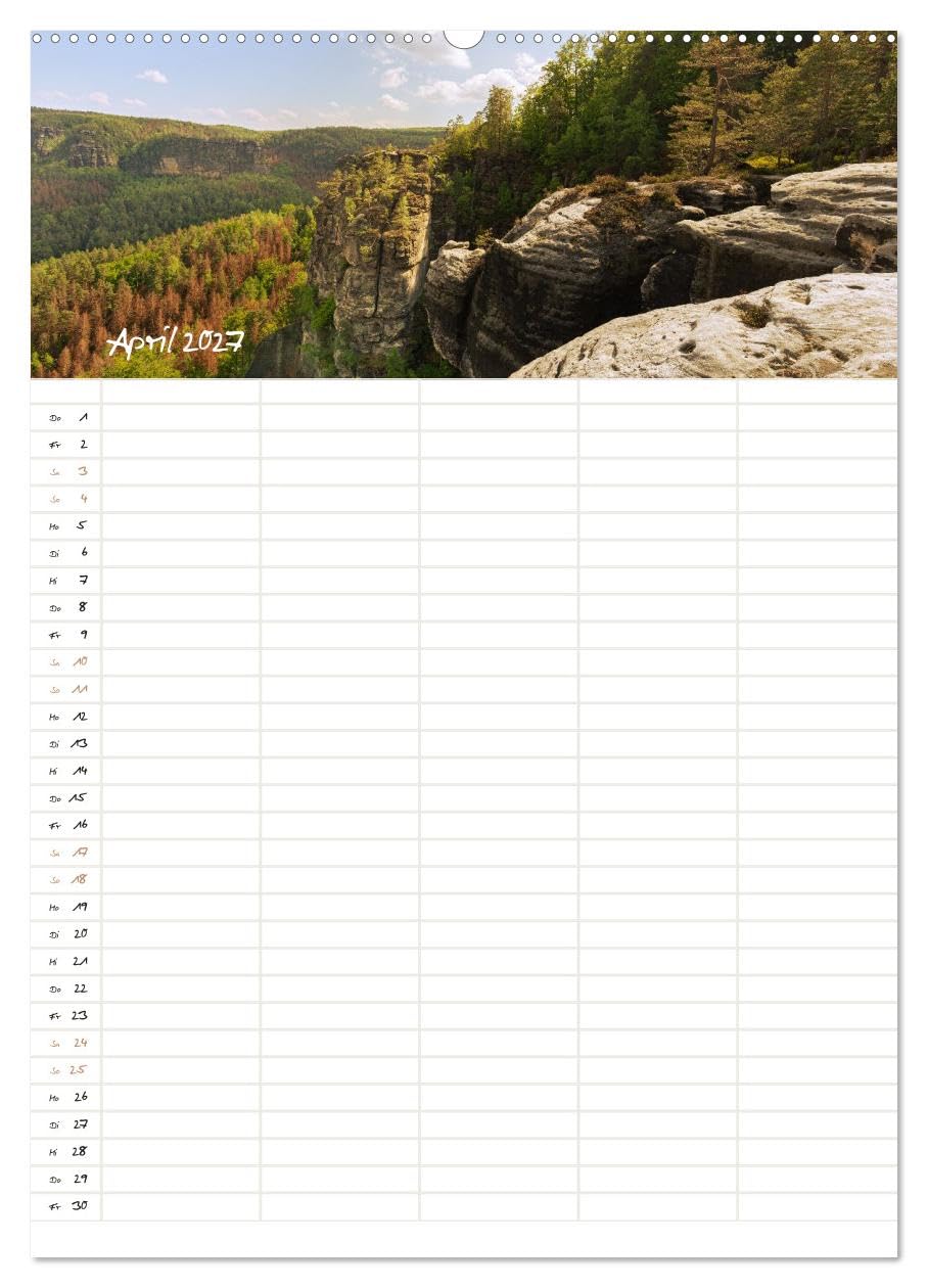Familienkalender - Das Elbsandsteingebirge (Wandkalender 2027 DIN A2 hoch), CALVENDO Monatskalender: Entdecke die Sächsische & Böhmische Schweiz (CALVENDO Natur)