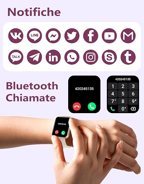 RUIMEN Smartwatch Uomo Donna Chiamate e Whatsapp Smart Watch Contapassi Cardiofrequenzimetro da polso Saturimetro Orologio Smart Fitness Sportivo Impermeabile per Android iOS Galassia - 3