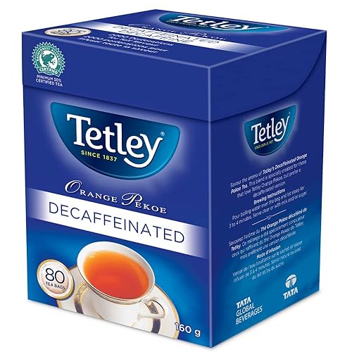 Tetley Té descafeinado Orange Pekoe 80 bolsas de té descafeinado 564oz Importado de Canadá