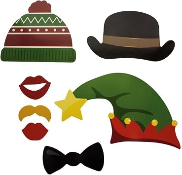 Festive Holiday Christmas Photo Booth Props with Card Frame Holiday Party Decoration and Entertainment