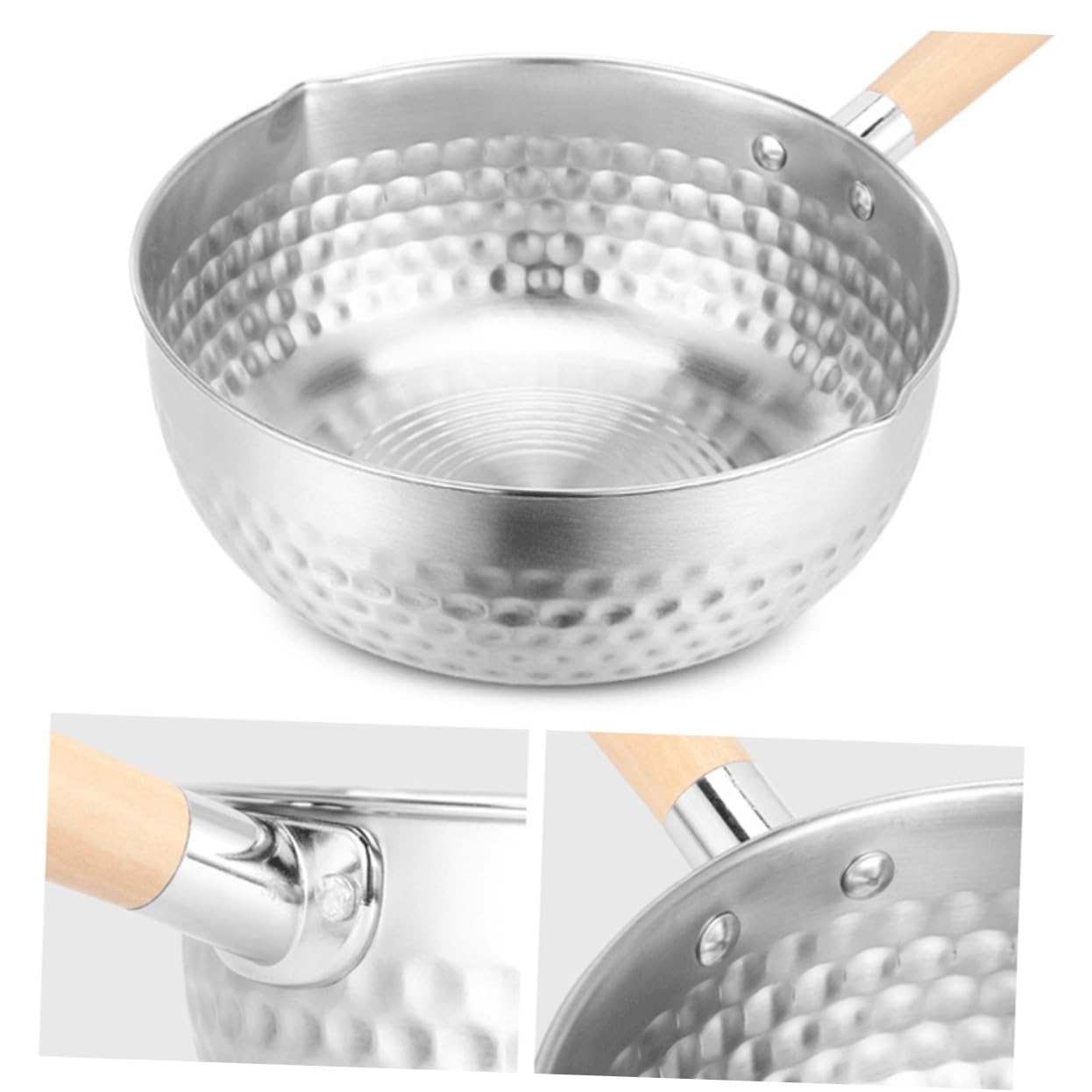 Edelstahl Kochtopf mit Deckel, Silber, für Babybrei und Suppe | Ergonomischer Griff, Antihaftbeschichtet, für Milchsoßen und Instant Nudeln