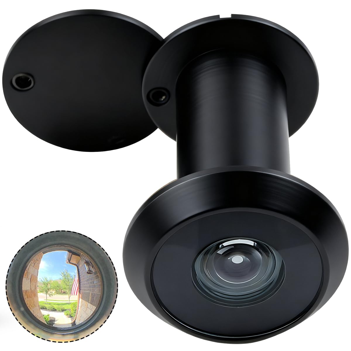 Earl Diamond - Peep Holes for Door, Solid Brass 200-Degree Door Viewer Peephole with Heavy Duty Rotating Privacy Cover for1-3/8" to 2-1/6" Doors Doors for Home Office Hotel, Black