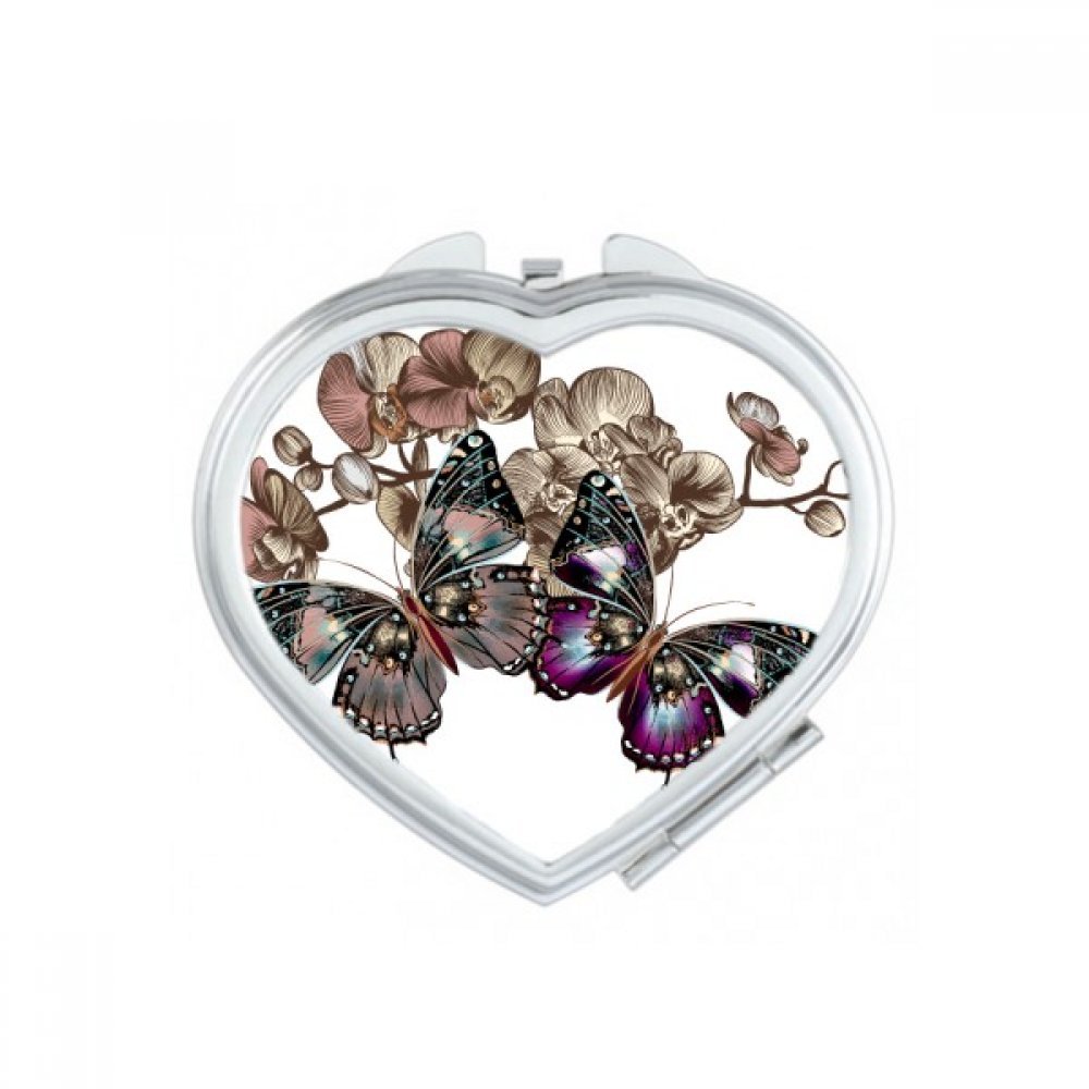 Miroir portable mignon multicolore fleurs et papillons pour maquillage