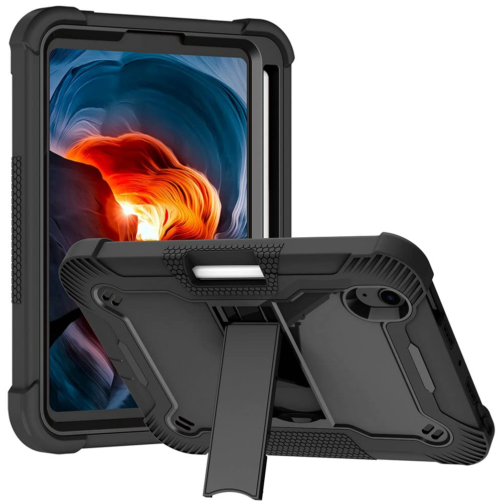 MAKEIT CASE for iPad Mini 6 Case, iPad Mini 6th Generation 2021 Case with Pencil Holder and Stand, Rugged Shockproof Full Protective Cover for iPad Mini 6th Generation 8.3 inch 2021 Released