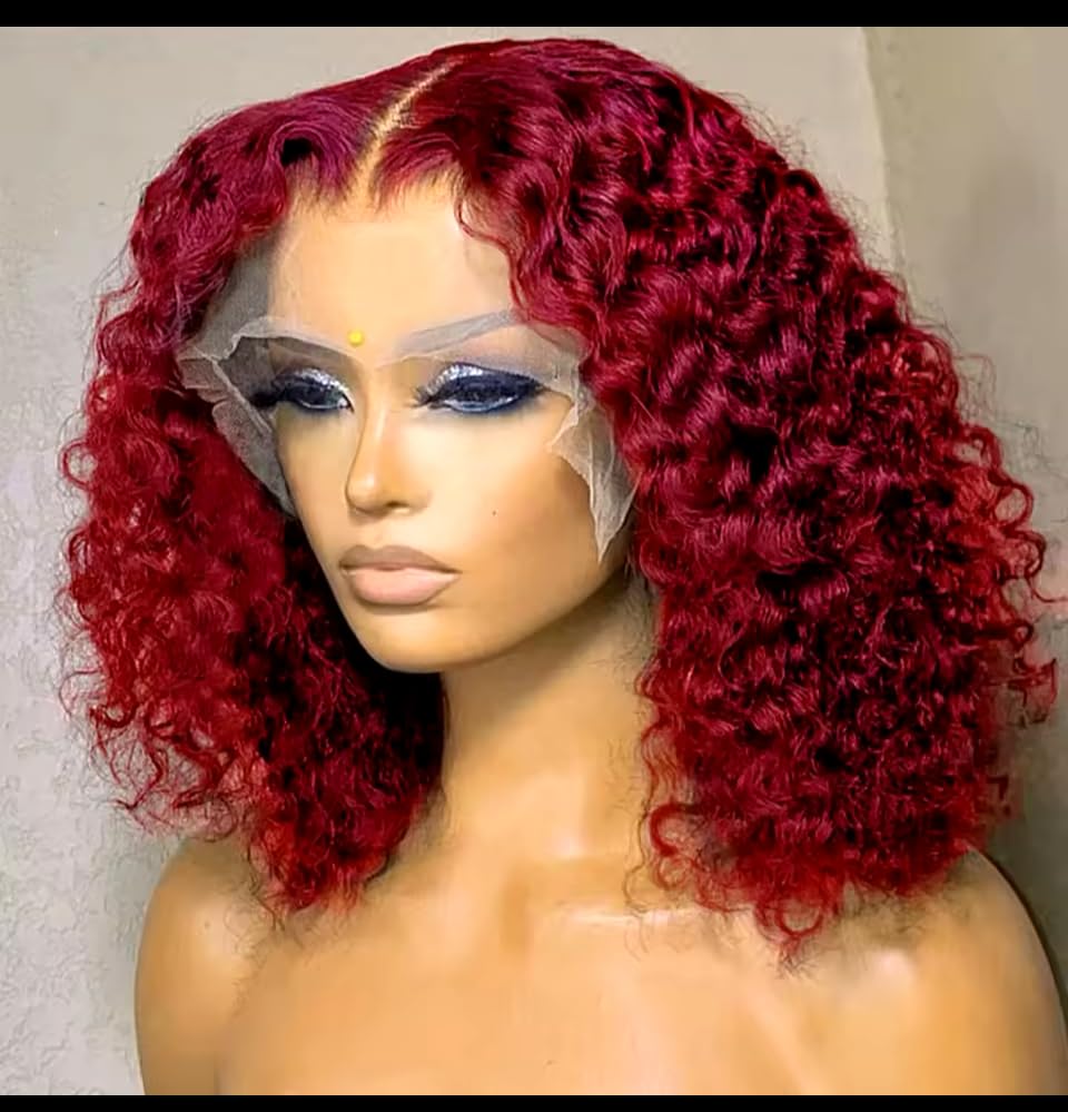 Perruque femme lace front 13x4 Djenny Love rouge ondulée 12 pouces