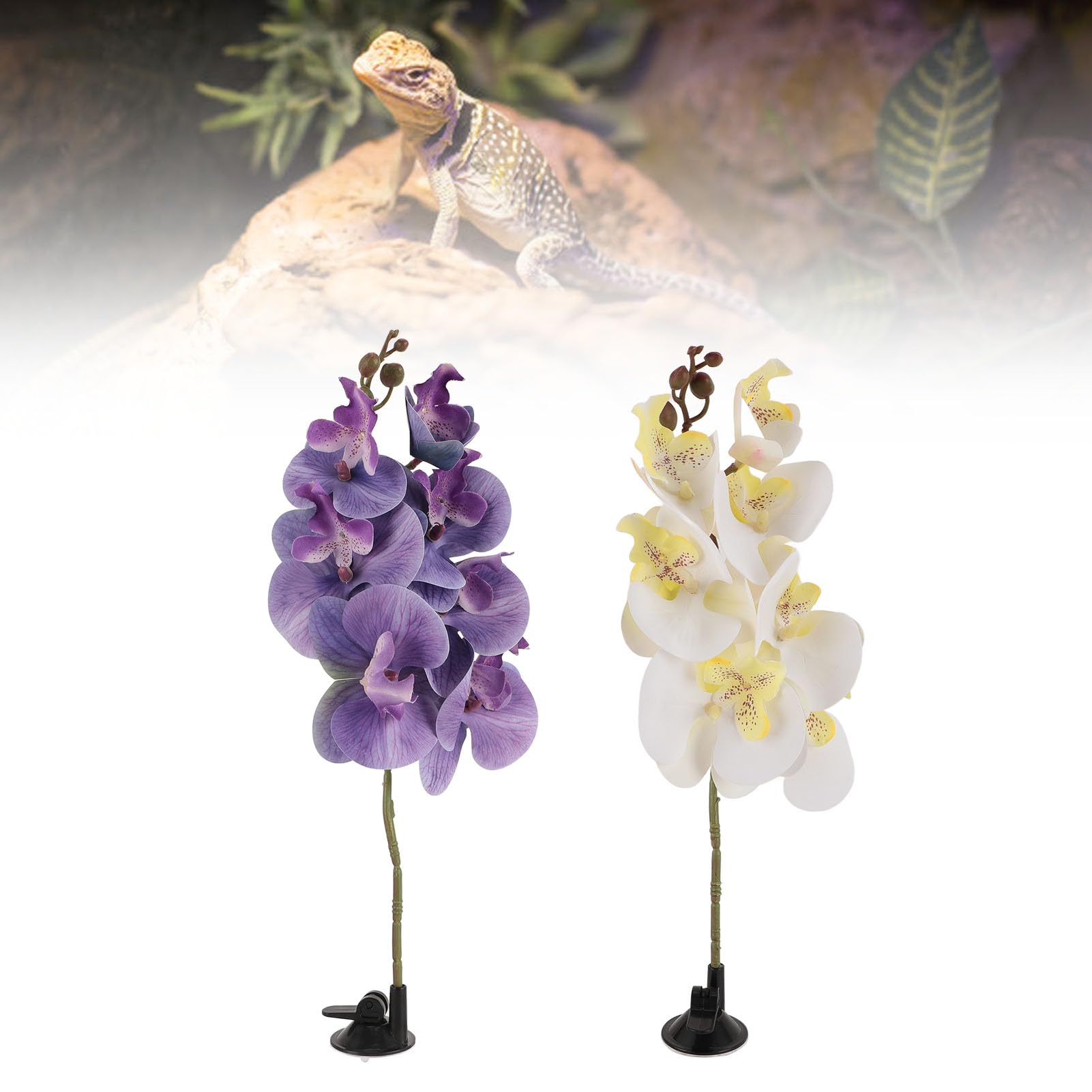 Lot de 2 plantes artificielles pour terrarium d'aquarium avec ventouse - Décoration pour lézards, araignées, serpents