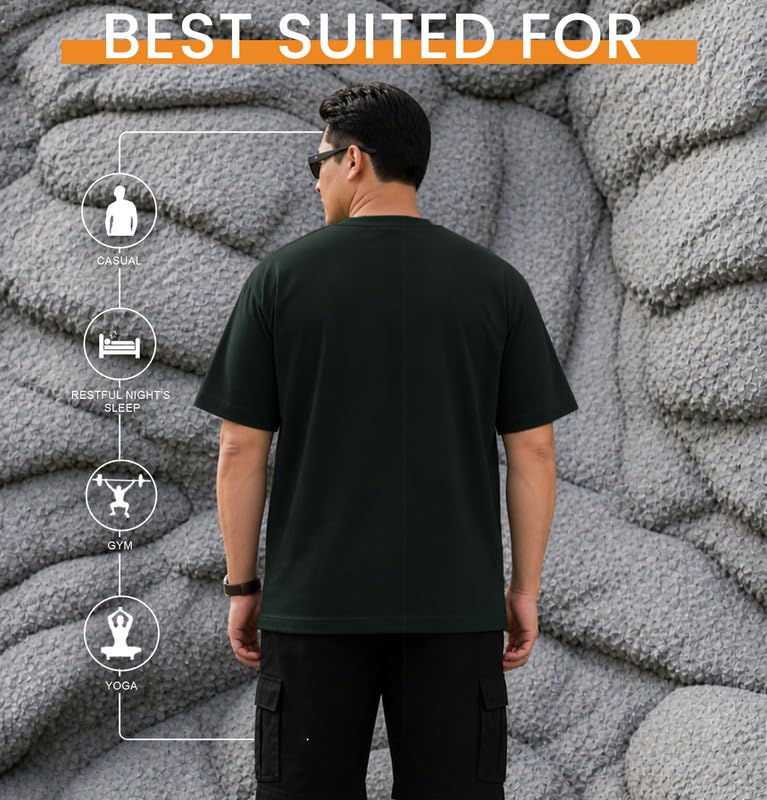 Image of Sleepynuts Men's Everyday Wear Crew Neck Regular Fit T-Shirt | Half Sleeve Solid Plain Casual T-Shirt for Men | Soft Breathable Fabric |