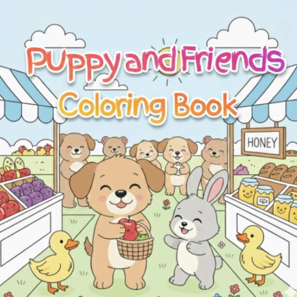 Puppy and Friends Coloring Book: Cute and Simple Animal Adventures for Kids Ages 3–6