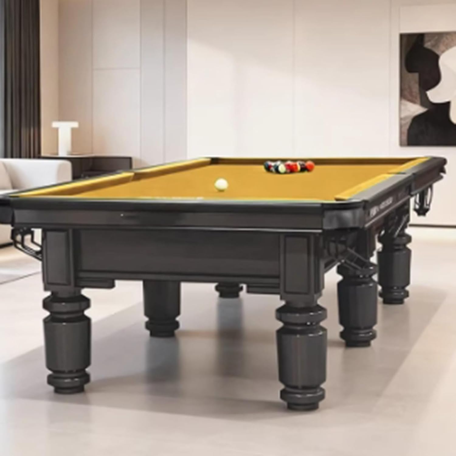 Heavy Duty Pool Table, High-Density Billiard Table with Anti-Slip Legs for Home Game Room & Bar