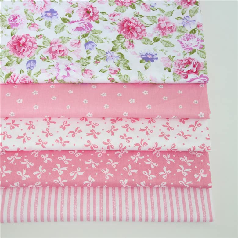 Image of Cotton Fabric DIY Making Supplies Quilting Patchwork Fabric Fat Quarter Bundles DIY for Quilting Cotton Patchwork Cushions (Peony, 20 inch x 20 inch)