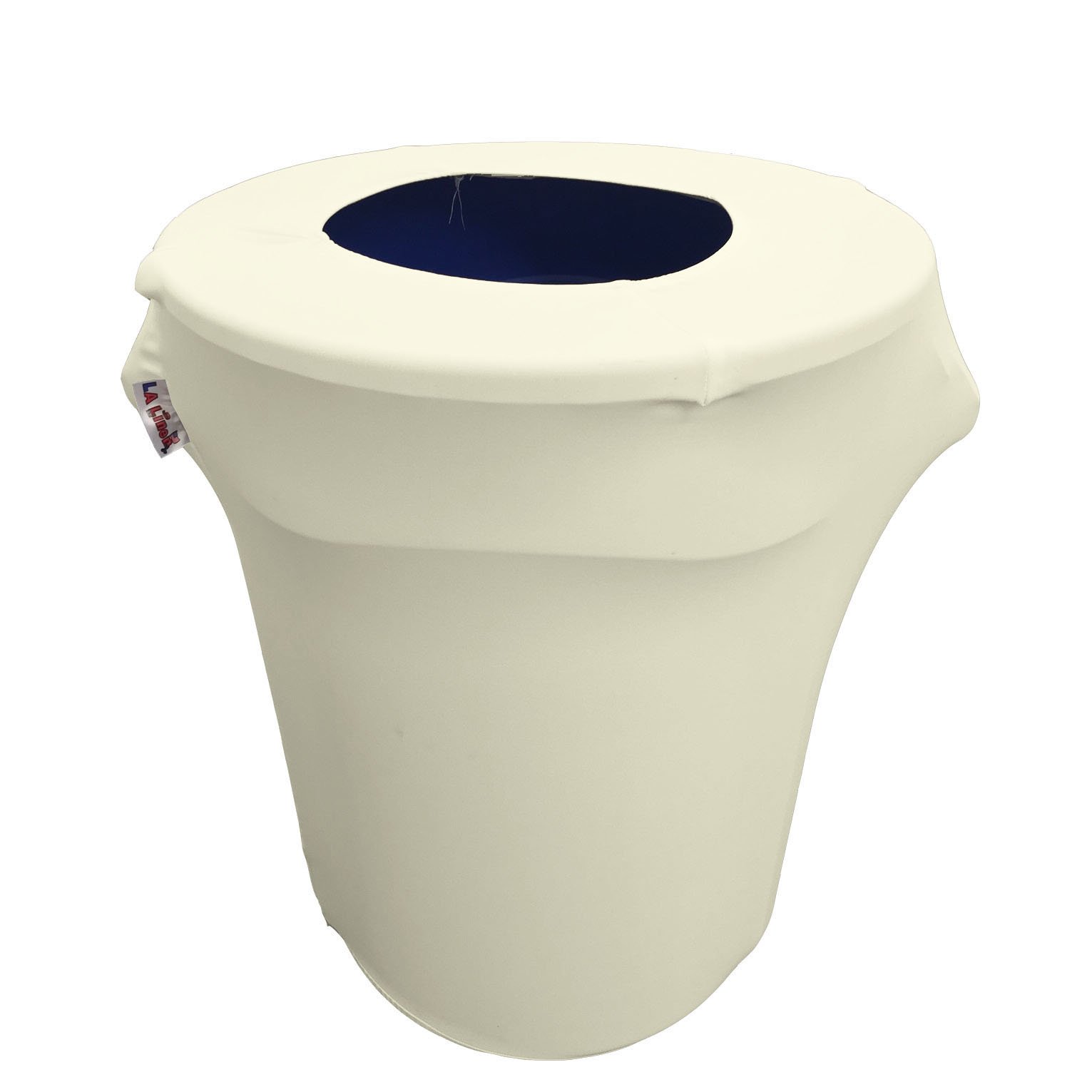 LA Linen Stretch Spandex Fitted Trash Can Cover 32-Gallon Round, Bin Waste Container Cover, Outdoor Indoor Patio Backyard Decor, Ivory