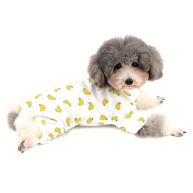 Foto 8 de 8 de Zunea - Mono pequeño para perros adorable con diseño de plátano, pijamas suaves de algodón para mascotas…