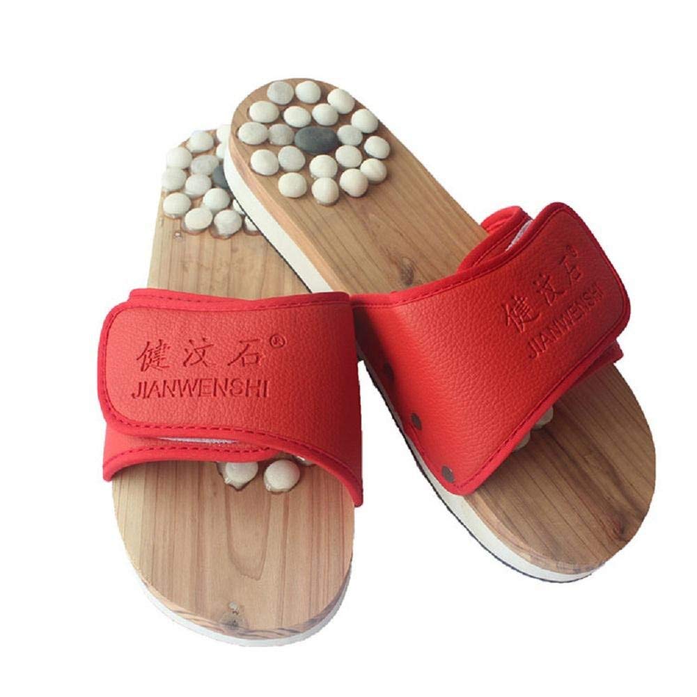 MU Pantofole di massaggio del piede della pantofola di massaggio di agopuntura di sanità portatile,rosso,37
