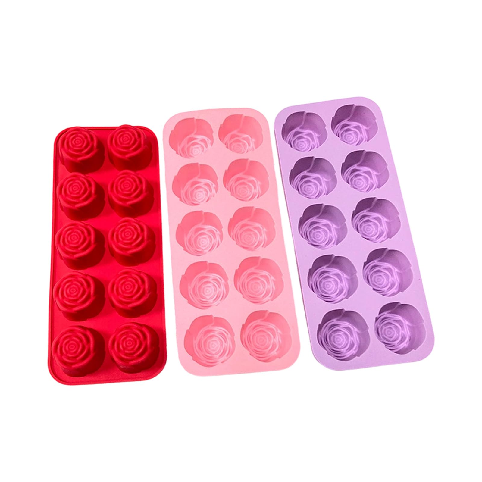 our fave 3Pcs Multipurpose Rose Shape Silicone Molds Perfect for Soap Chocolate and Cake Decorations Nonstick Ice Tray Easy Releases Silicone