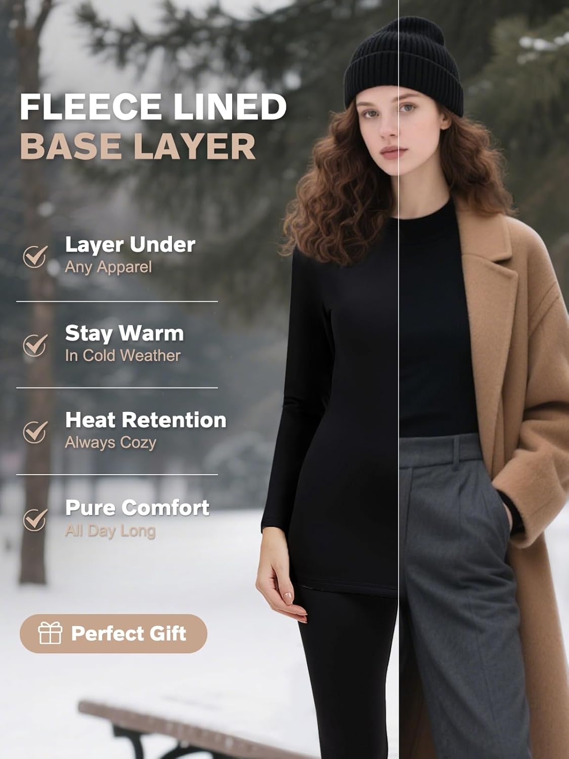 4 Pack Women's Thermal Shirts-Fleece Lined Long Sleeve Tops-Thermal Compression Shirts for Outdoor Workouts - Image 5