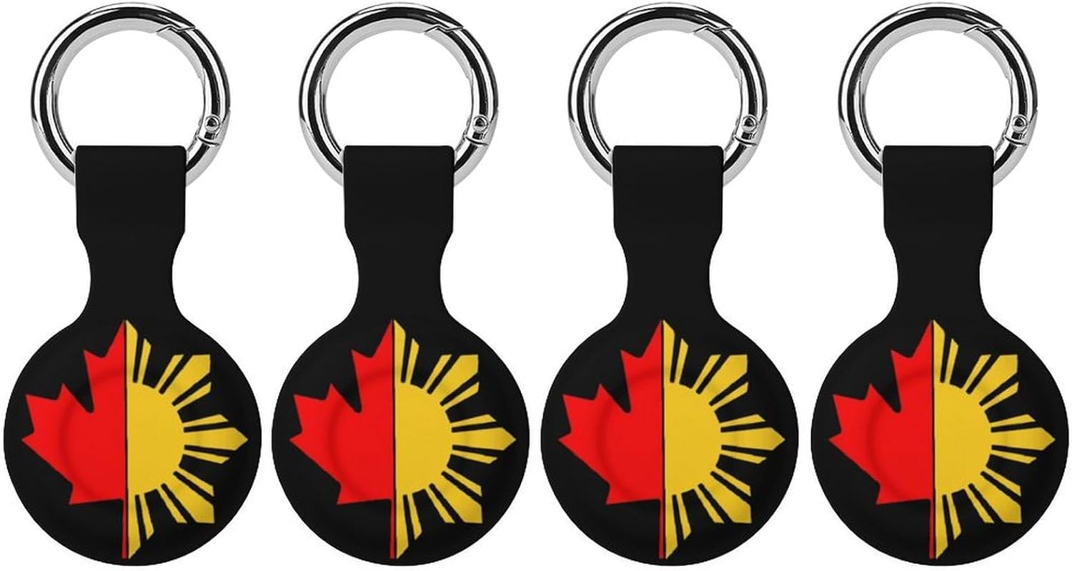 Filipino Canadian Flag Funny Cover Compatible with AirTag Case Protector GPS Tracker Holder with Keychain