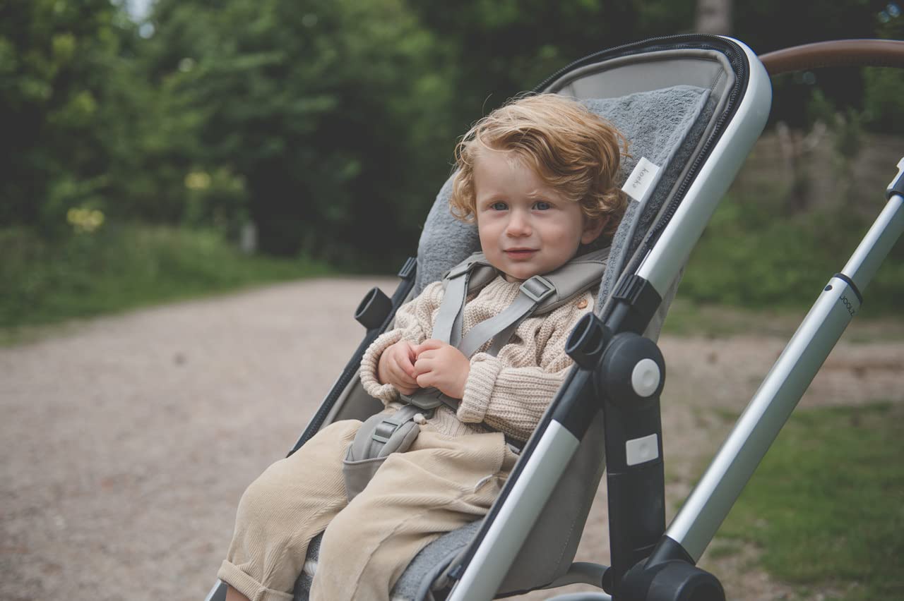 Koeka Sitzauflage Buggy - Universal - Buggy Einlage Sommer - Kinderwagen Sitzeinlage - Atmungsaktiv - Dijon - Frottee Aus Bio-baumwolle - Grau - Einheitsgroße