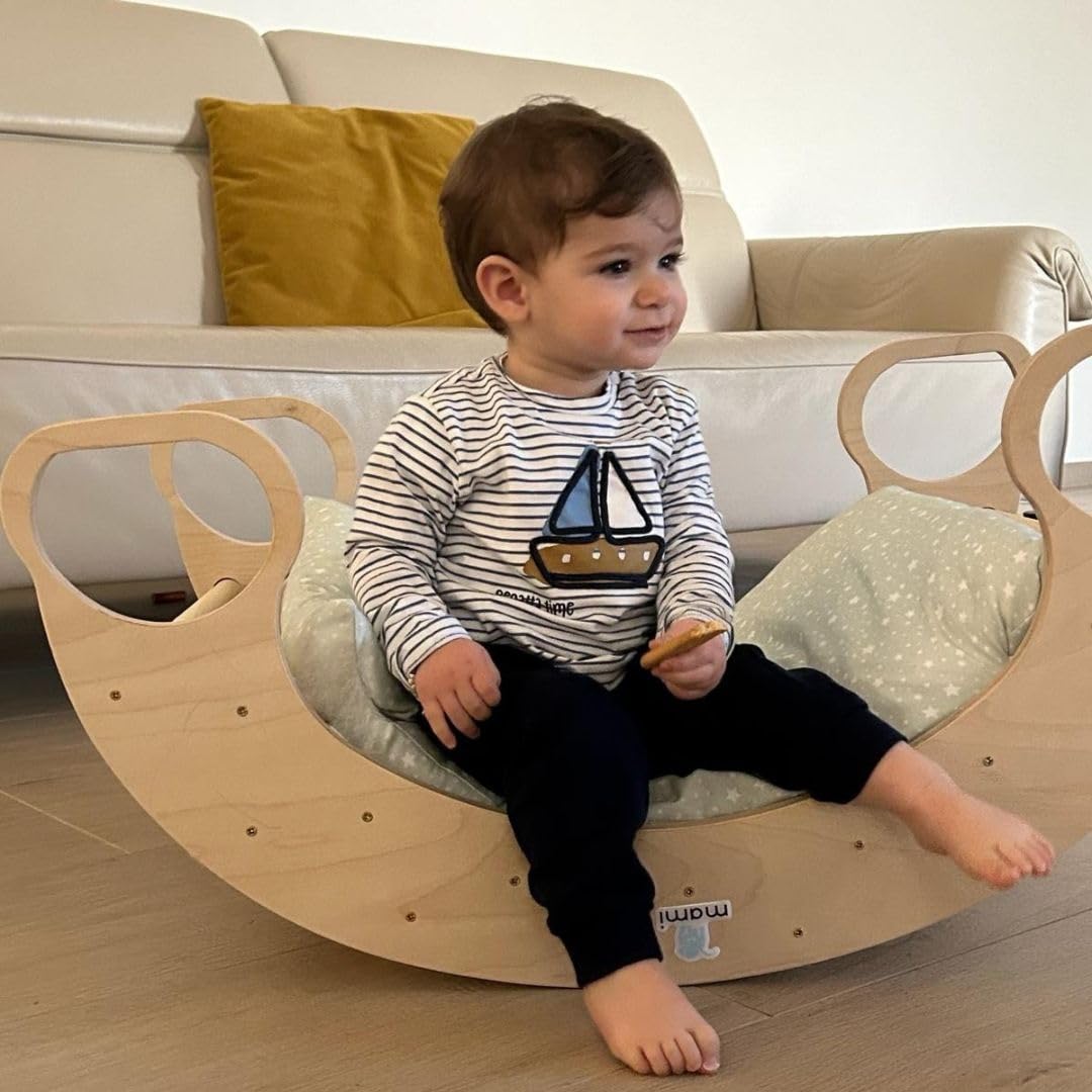 Coussin enfant pour balançoire Montessorien Rainbow Rocker 80x50 cm 100% coton amovible lavable