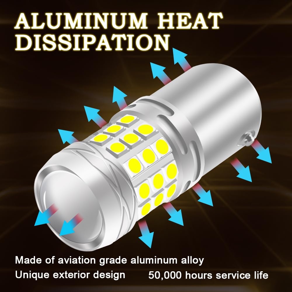 Ampoules LED Voiture 1156 BA15S 5W - Blanc 6000K, 126 SMD, 12-24V (2 Pièces)