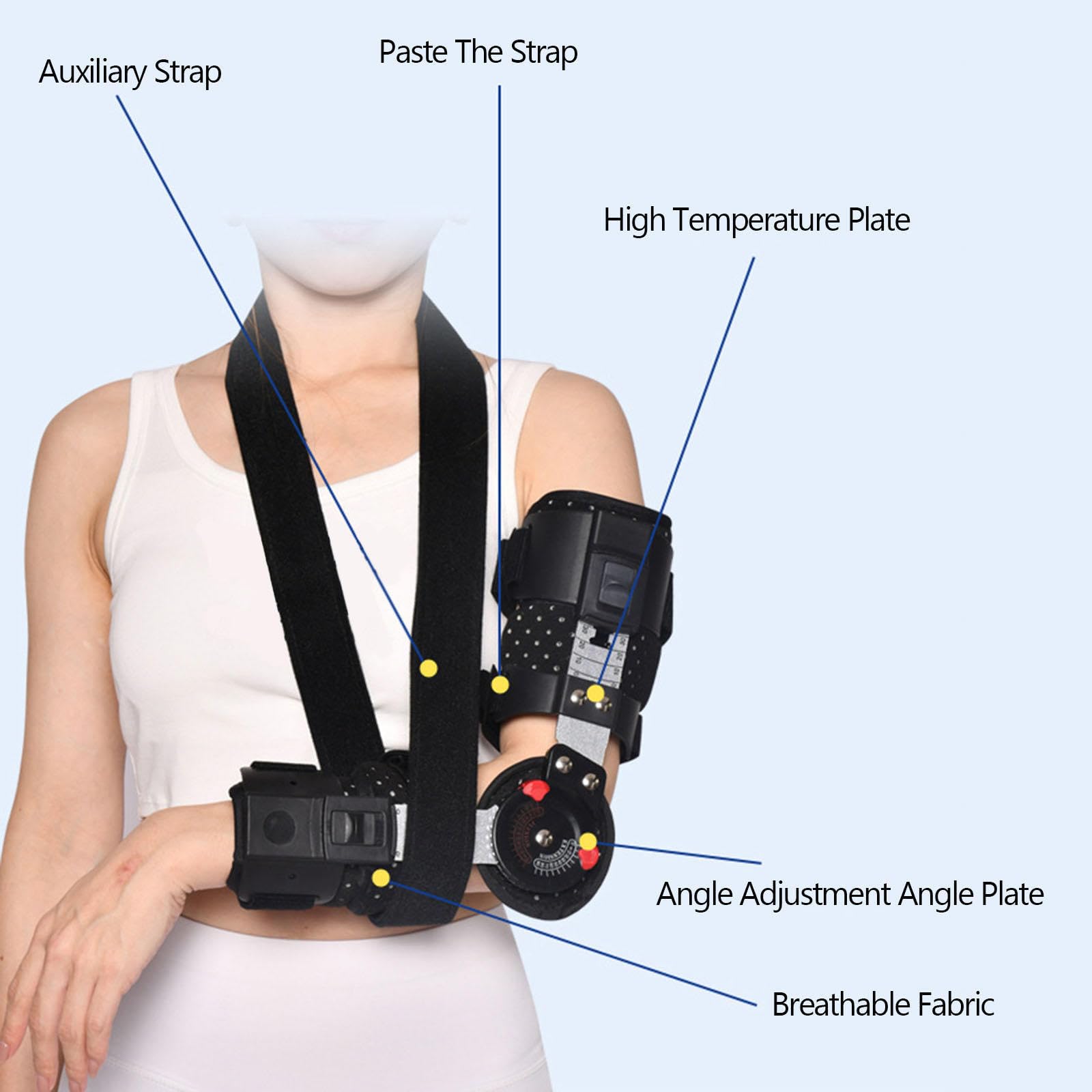 Immobilizzatore Stecca Gomito Regolabile Unisex Cinturino, Braccio Destro Sinistro Opzionale, Riparazione Tendine Legamento Braccio, Tutore Gomito Post-operatorio,Right