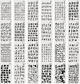 BLMHTWO 24 Pieces Letter Stencils, Stencils for Crafts Reusable Stencils Letters with 24 Different Fonts White Thicken PET Lettering Stencils for Painting Crafts Drawing Journaling (17.8*10.2cm)