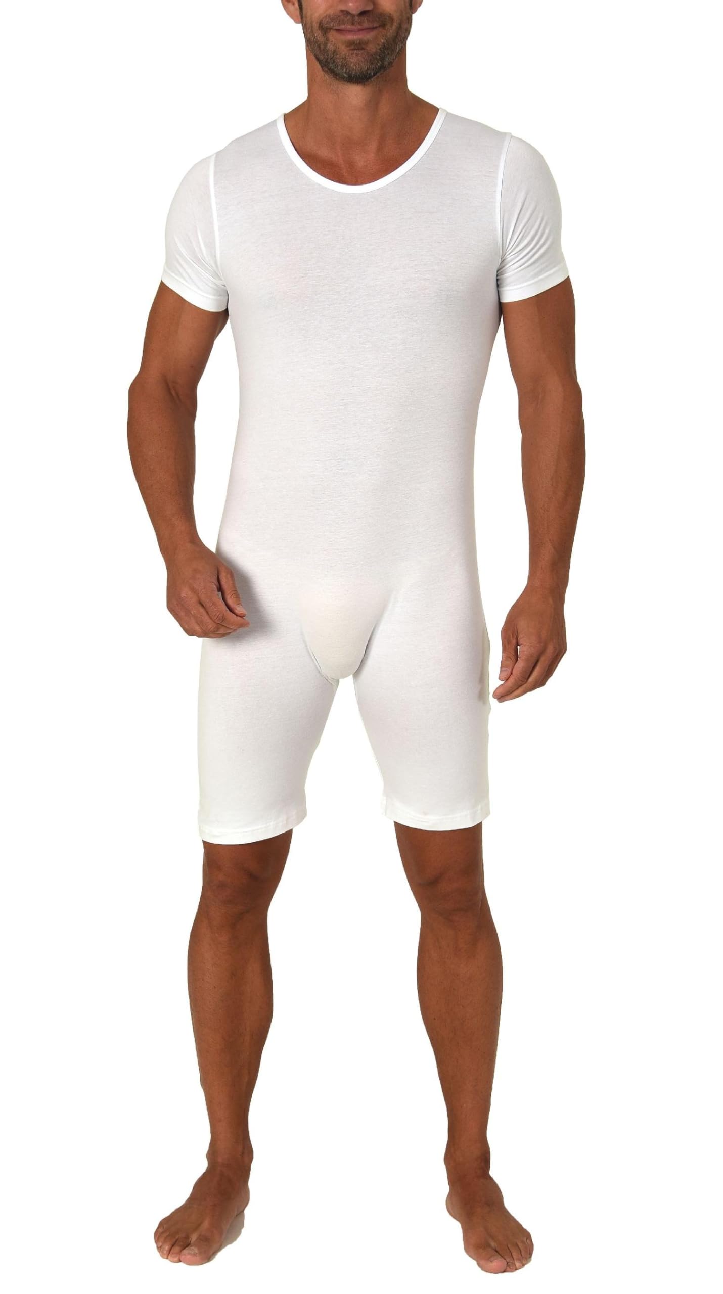 Normann Care Unisex Alzheimer's Clothing Shortsleeve Bodysuit Jumpsuit Overall Onesie Zipper at Back, White, Large