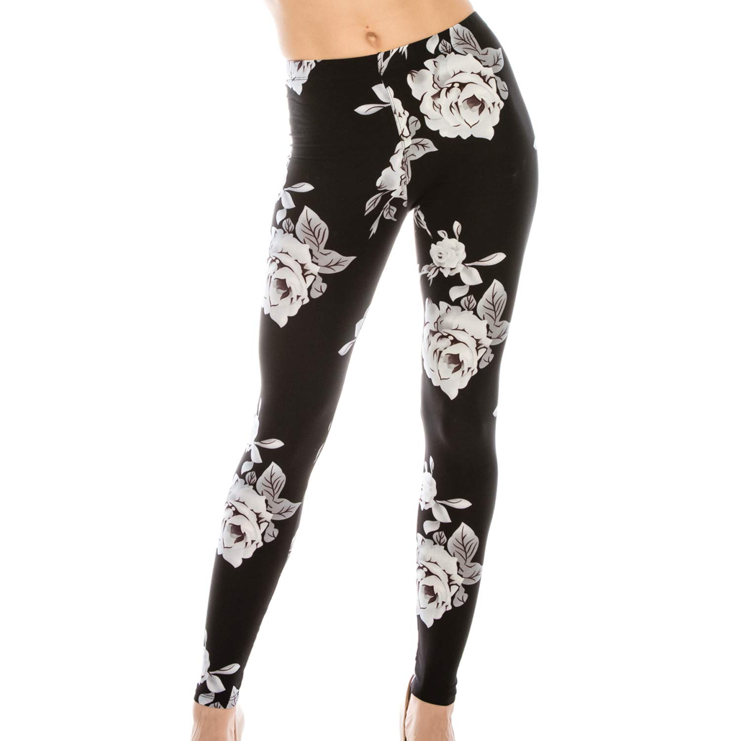 Women's Premium Ultra Soft Patterned Leggings (Vintage Rose, One Size)