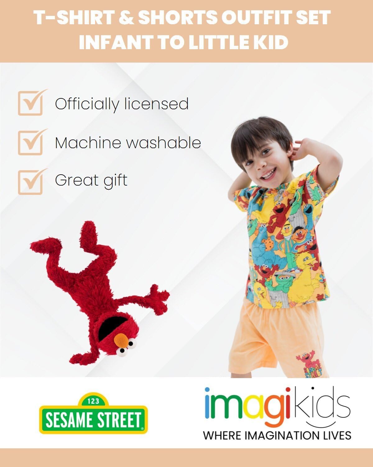 Sesame Street T-Shirt and Shorts Outfit Set Infant to Little Kid Sizes (12 Months - 7-8) - Image 2