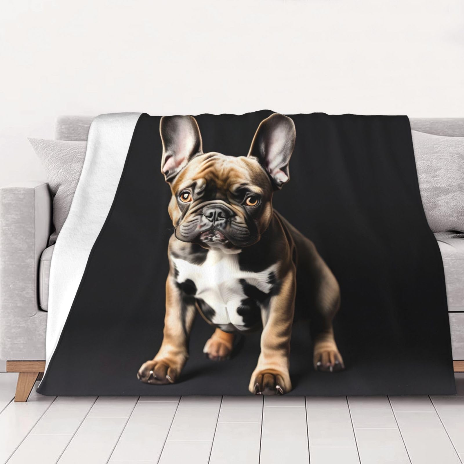Couverture bouledogue français flanelle plaid doux canapé lit toutes saisons