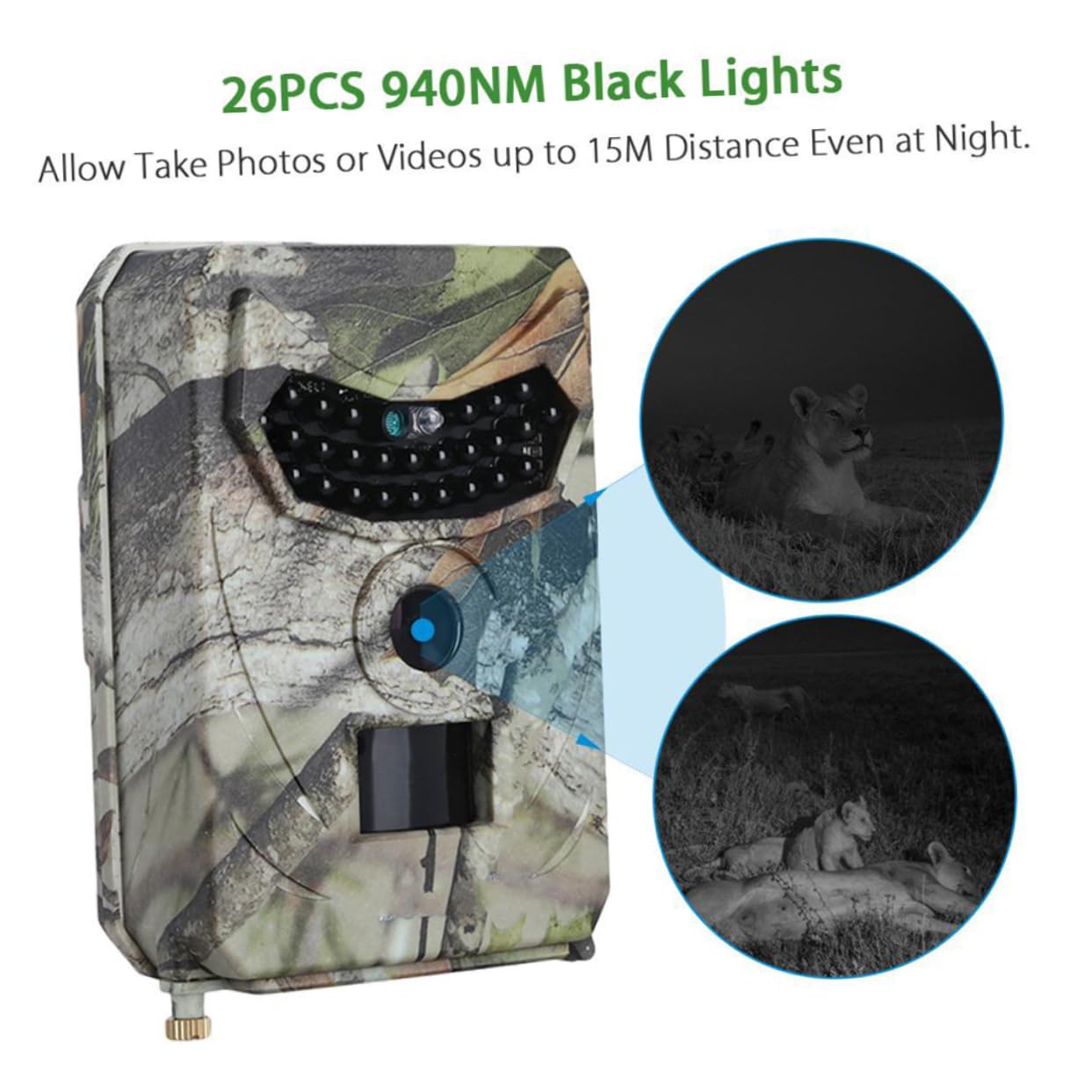 TOYANDONA Caméra de Chasse Détection Pir 110° 1080p 26 LED IR Étanche Ip56 Vision Nocturne Infrarouge Plastique Solide pour Surveillance Extérieure et Sécurité de Ferme