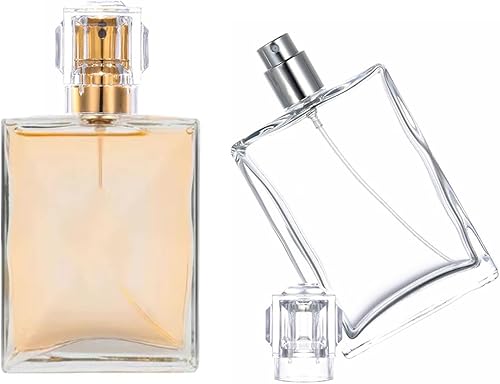 Miniatura 2 de Paquete de 2 atomizadores de botella de perfume de vidrio transparente de 1.0 fl oz, botella de spray vacía recargable para hombres y mujeres,