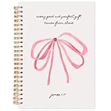 Yhtrg Christian Notebooks, Coquette Pink Bow Bible Scripture Notebook for Women, Pink Preppy Aesthetic Journals, Bible Journaling Notebooks for Office School Supplies, 5.5x8.3 Inch