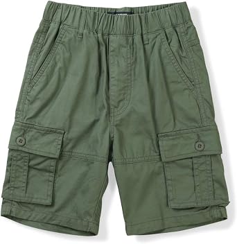 Boys Mens Pull on Cargo Shorts Full Elastic Waist Casual Shorts with Multi Pockets