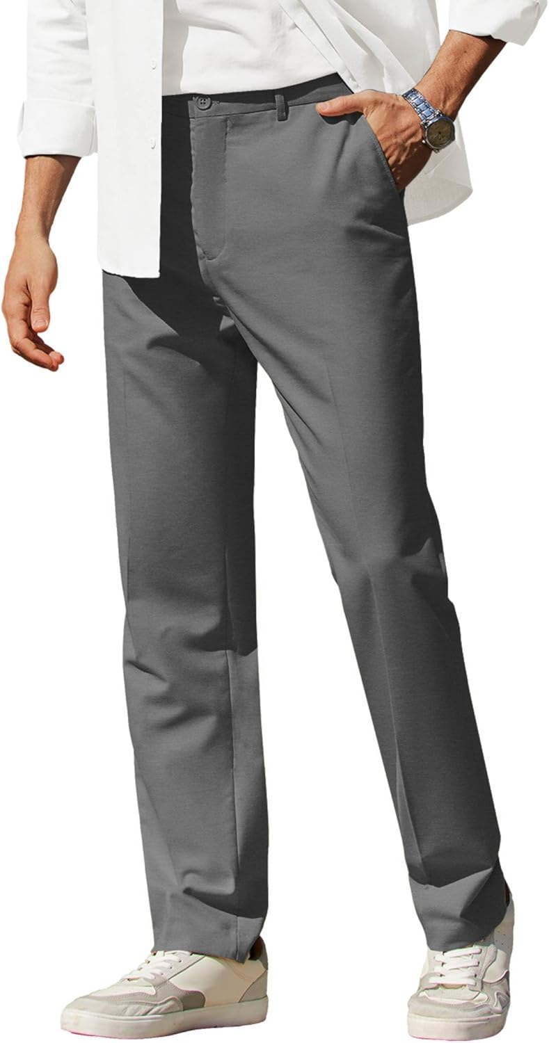 COOFANDY Mens Dress Pants Expandable Waist Wrinkle Free Suit Pants Flat Front Casual Dress Slacks - Image 2
