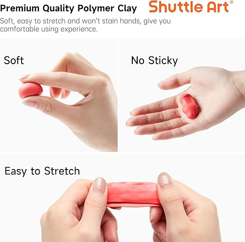 Miniatura 7 de Shuttle Art Kit de arcilla polimérica de bloque pequeño de 117 piezas, 95 colores únicos y colores extra básicos, 5 herramientas de arcilla de