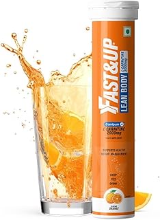 FAST&UP L-Carnitine 2000Mg Effervescent Tablets|Premium Carnipure® Carnitine Supplement|Helps Convert Fat Into Energy, Supports Weight Loss, Fat Burn & Lean Muscle|Orange Flavour, 20 Tabs (Pack of 1)