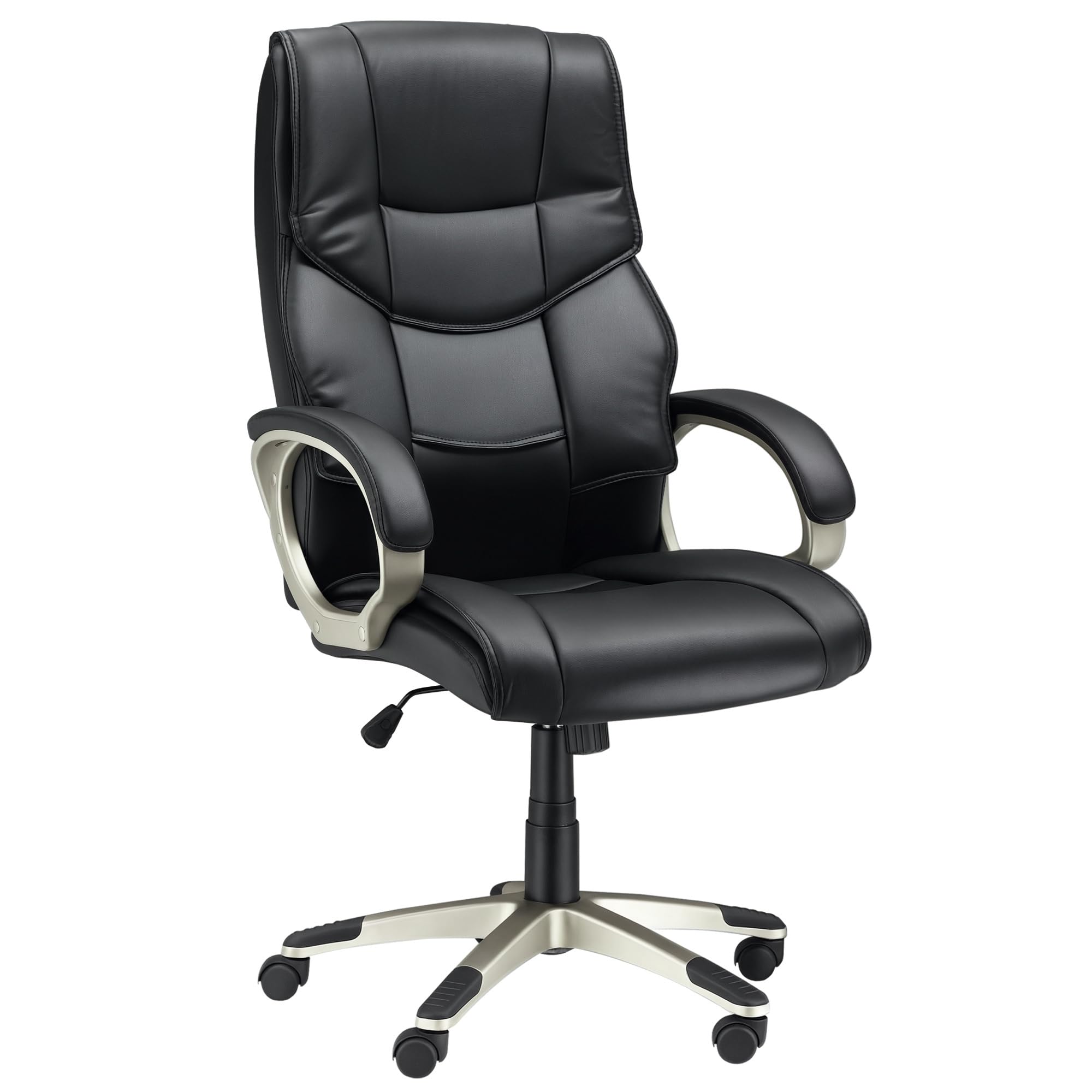 HOMCOM Bürosessel mit Wippfunktion Chefsessel 70 x 58 x 114–124 cm Schwarz | Bürostuhl, Schreibtischstuhl, Ergonomischer Drehstuhl, Sportsitz, Hoher Rückenlehne, Kunsterleder, Metall