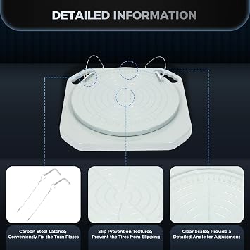 Wheel Alignment Turntable Plate Corner Discs Pads Kit with Angle Meter Pointer