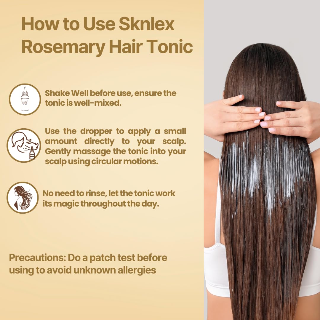 Sknlex Rosemary Hair Tonic 100ml | Detangles and Prevents Dullness | Helps Reduce HairFall | Stimulates Hair Growth | Balances Scalp Oil | Enhances Shine | Suitable For All Hair Types 1