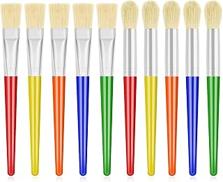 Anezus 10 Pack Kids Paint Brushes - Large Chubby Round & Flat Toddler Brushes for Washable Acrylic Tempera Paint, Preschool Art Set