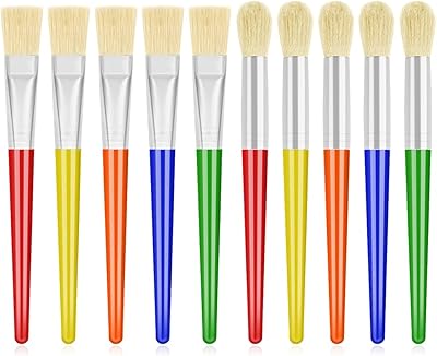 10Pcs Paint Brushes for Kids, Anezus Kids Paint Brushes Toddler Large Chubby Paint Brushes Round and Flat Preschool Paint ...